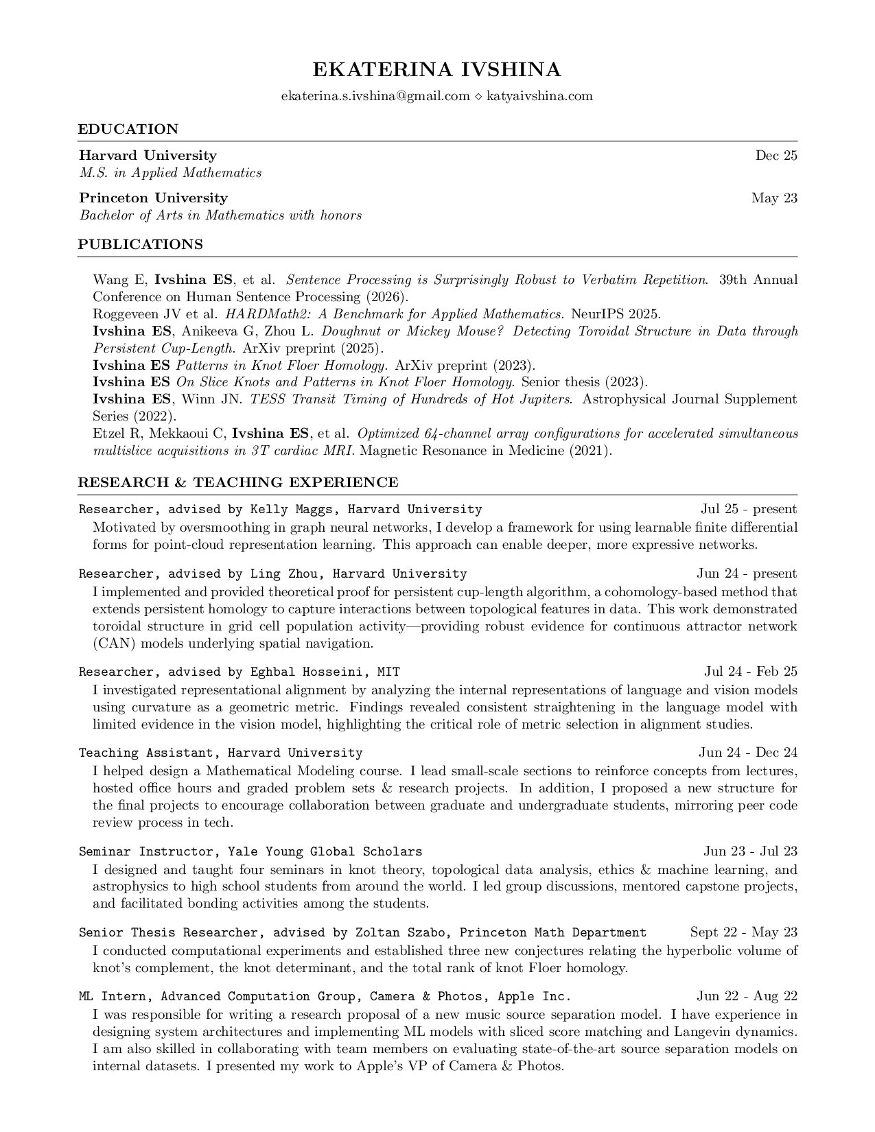 My CV, page 1 of 2