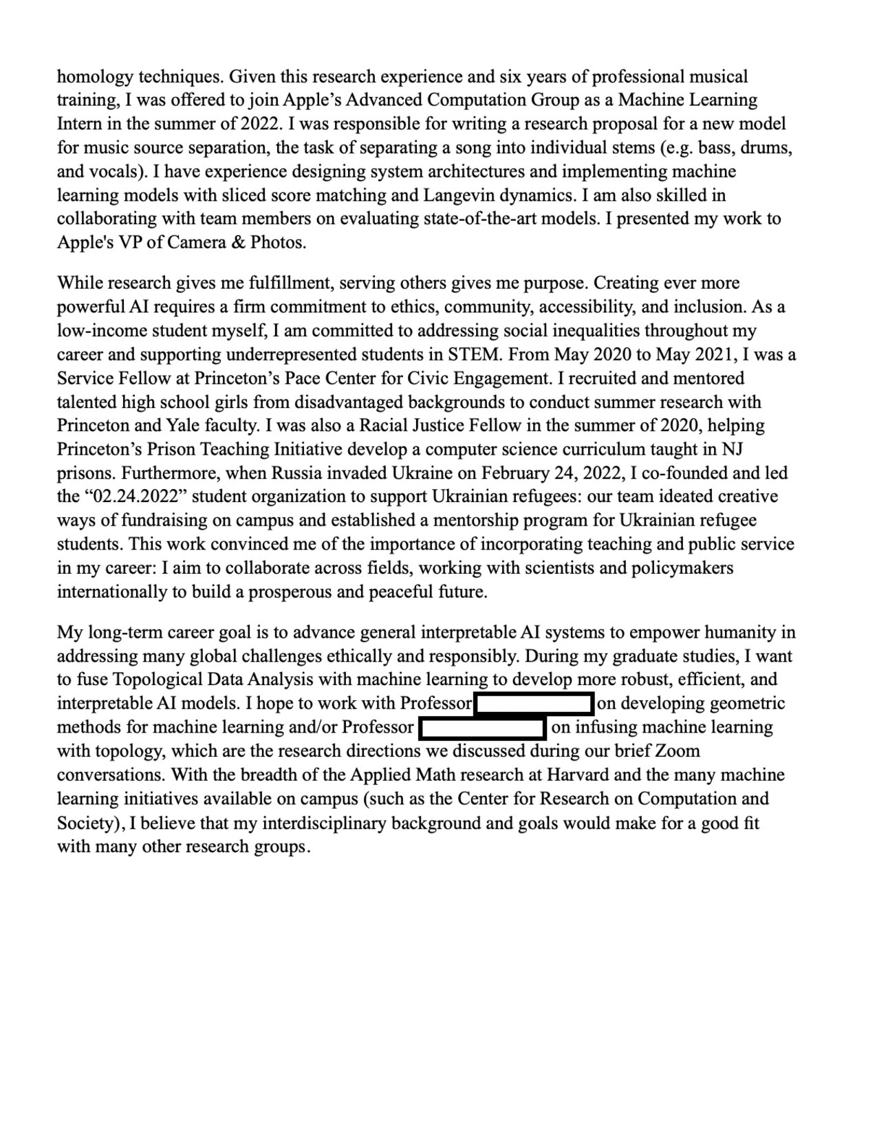 My Statement of Purpose, page 2 of 2